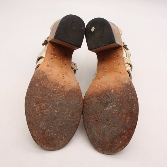 Freebird By Steven Cream Leather Croco Claw Women’s 9 Strappy Sandals Block Heel - Picture 7 of 12